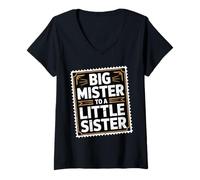 Mujer Big Mister To A Little Sister Orgulloso Hermano Bond - Camiseta Cuello V