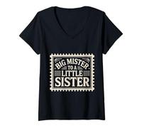 Mujer Big Mister To A Little Sister Orgulloso Hermano Bond - Camiseta Cuello V