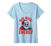 Mujer Big Nick Energy Fun Navidad Santa Navidad Camiseta Cuello V