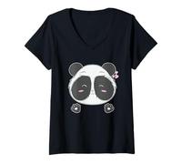 Mujer Big Panda Lady está Enamorada Camiseta Cuello V