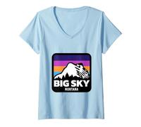 Mujer Big Sky Montana Esquí Snowboard Esquí Familiar Camiseta Cuello V