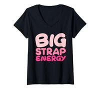 Mujer Big Strap On Lesbianas Gay wlw LGBT Energía Meme Orgullo Camiseta Camiseta Cuello V