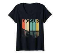 Mujer Big Sur California Beach Costa Central Retro Bosque Camping Camiseta Cuello V