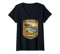 Mujer Big Sur California Big Sur Souvenir Viaje por Carretera Camiseta Cuello V
