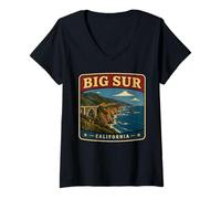 Mujer Big Sur California Big Sur Souvenir Viaje por Carretera Camiseta Cuello V