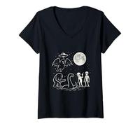 Mujer Bigfoot, Aliens, OVNI & Loch Ness Buenos días Camiseta Cuello V