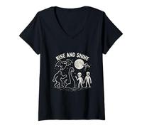 Mujer Bigfoot, Aliens, OVNI & Loch Ness Buenos días Camiseta Cuello V