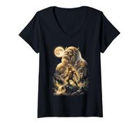 Mujer Bigfoot Aullando a la Luna Meme Sasquatch Camiseta Cuello V