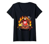 Mujer Bigfoot Cooking Grill BBQ Funny Gift Bigfoot Camiseta Cuello V
