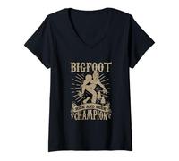 Mujer Bigfoot Hide & S hampion - Yeti Sasquatch Hombres, Mujeres Niños Camiseta Cuello V