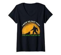Mujer Bigfoot - Humor para Cortar el césped I Mow So Fast Yard Care Design Camiseta Cuello V