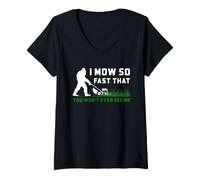 Mujer Bigfoot - Humor para Cortar el césped I Mow So Fast Yard Care Design Camiseta Cuello V