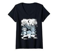 Mujer Bigfoot Ness Mothman Wendigo Monstruos Cryptid Lindo Camiseta Cuello V