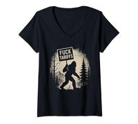 Mujer Bigfoot Protestas contra los aranceles Tarifa divertida de Sasquatch Camiseta Cuello V