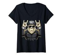 Mujer Bigfoot Rock On Sasquatch Heavy Metal Rocker Vibes Camiseta Cuello V
