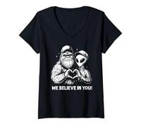 Mujer Bigfoot Sasquatch, Monstruo De La Mitología Camiseta Cuello V