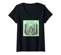 Mujer Bigfoot Saw Me Bosque Divertido Bosque Sketch Camiseta Cuello V