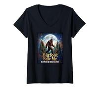 Mujer Bigfoot Saw Me Luna Llena Camiseta Cuello V