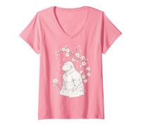 Mujer Bigfoot Yeti Cherry Blossoms Meditación Zen Yoga Vida Mujeres Camiseta Cuello V