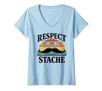 Mujer Bigote Divertido respetar el Bigote Retro Vintage Facial Pelo Camiseta Cuello V