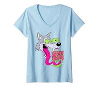 Mujer Biker Lowbrow Howling Wolf Wolves Rockabilly 50s Camiseta Cuello V