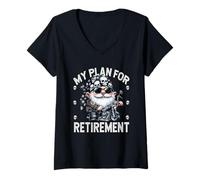 Mujer Biker Retirement GNOME For Motorcycle Grandpa Retired Dad Camiseta Cuello V