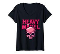 Mujer Biker Rocker Woman, Heavy Rock, Punk Girls, Hard Metal Girl Camiseta Cuello V