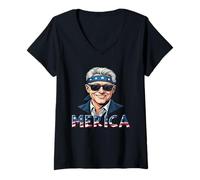 Mujer Bill Clinton 4 de julio Merica Camiseta Cuello V