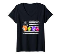 Mujer Bingo Bandera Americana Números Patriótico Bingo Jugador Camiseta Cuello V