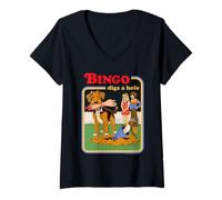 Mujer Bingo Digs a Hole Sarcastic Dog Retro Funny Adult Humor Camiseta Cuello V
