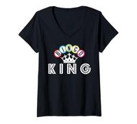 Mujer Bingo King Bingo Jugador del Juego Bingo Amante de los Deportes Camiseta Cuello V