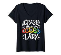Mujer Bingo Lady Bingo Jugador del Juego Bingo Amante de los Deportes Camiseta Cuello V