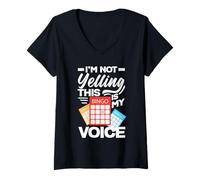 Mujer Bingo No estoy gritando Esta es mi voz Camiseta Cuello V
