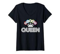 Mujer Bingo Queen Bingo Jugador del Juego Bingo Amante de los Deportes Camiseta Cuello V