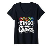 Mujer Bingo Queen Bingo Jugador del Juego Bingo Amante de los Deportes Camiseta Cuello V