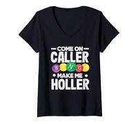 Mujer Bingo Vamos Llamador Hazme Gritar Camiseta Cuello V