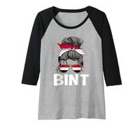 Mujer Bint Egipto Flag Girl Messy Hair Bun Arab Cultural Arot Camiseta Manga Raglan