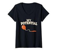 Mujer Biología Ciencia Humor Mi potencial Broma reproductiva Camiseta Cuello V