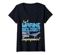 Mujer Biólogo marino experto océano ¿cuál es tu don? Camiseta Cuello V