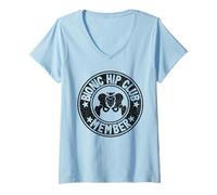 Mujer Bionic Hip Club Miembro Logo Vintage Cirugía Reemplazo de Cadera Camiseta Cuello V