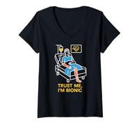 Mujer Bionic Patient Trust Me Im Bionic Fun Mens Cirugía Recuperación Camiseta Cuello V