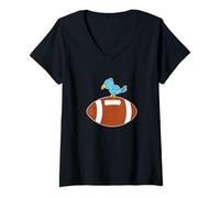 Mujer Bird Juega fútbol Americano Camiseta Cuello V