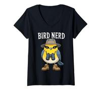 Mujer Bird Nerd Funny Birdwatching Birder Ornithology Camiseta Cuello V