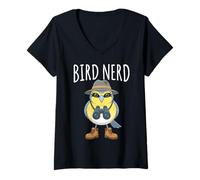 Mujer Bird Nerd Funny Birdwatching Birder Ornithology Camiseta Cuello V