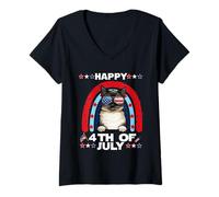Mujer Birman Cat Happy 4th of July Patriotic American Cats Lovers Camiseta Cuello V