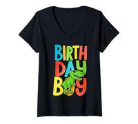Mujer Birthday, Boy T Rex Dinosaur Kids, Party, Animal, Fun Design Camiseta Cuello V