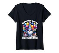 Mujer Birthday Dad GNOME Graphic For Women Men Kids Born In March Camiseta Cuello V