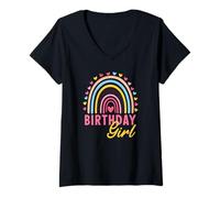 Mujer Birthday Girl 2nd 3rd 4th 5th 6th 7th 8th 9th Girls Rainbow Camiseta Cuello V