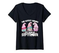 Mujer Birthday GNOME Women The Cutest Gnomes Are Born In September Camiseta Cuello V