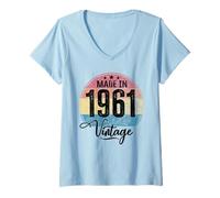 Mujer Birthday Vintage Año de Nacimiento 1961 Cumpleaños Bday Camiseta Cuello V